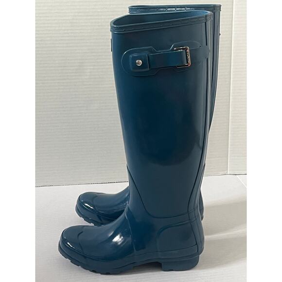 NWT Hunter Dusty Petrol Blue Classic Tall Rainboots Boots Size 5 - Picture 4 of 13